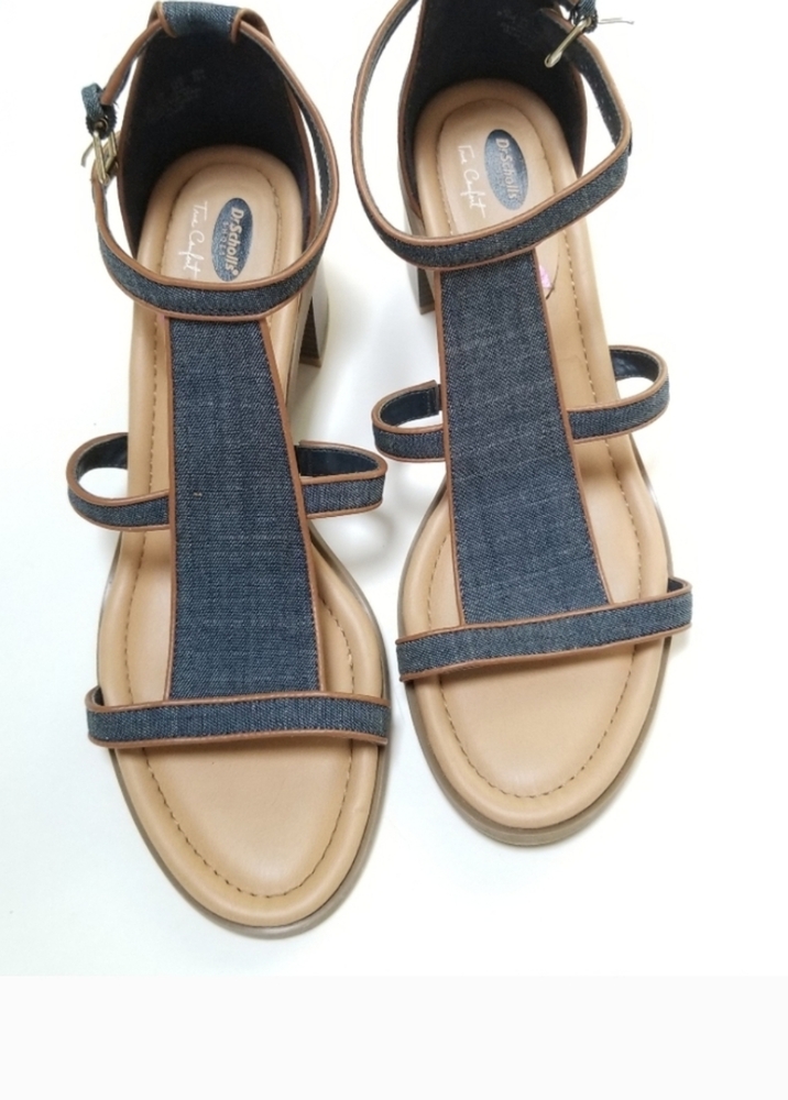 Dr. Scholl's Navy and Tan Heeled Sandals